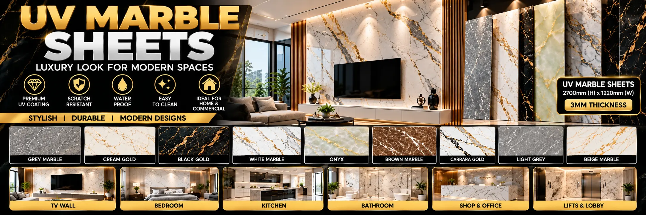 Luxury UV Marble Sheets Banner